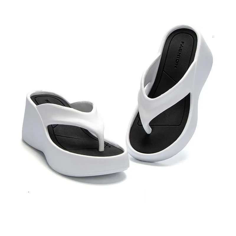 New Designer 6CM Women's High Heel Slippers Fashion Street Skateboarding Outdoor Flip Cover Lightweight EVA Comfortable Height Increasing Shoes z