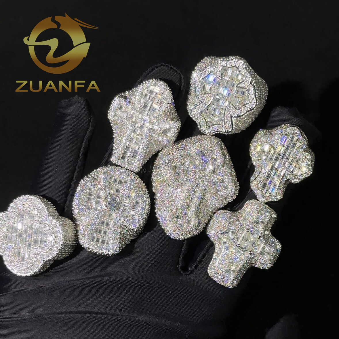 Hip Hop Style Hot Sale Vvs Moissanite Men Diamond Rings 925 Silver Ice Out Ring Cross Moissanite Hip Hop Ring Collection
