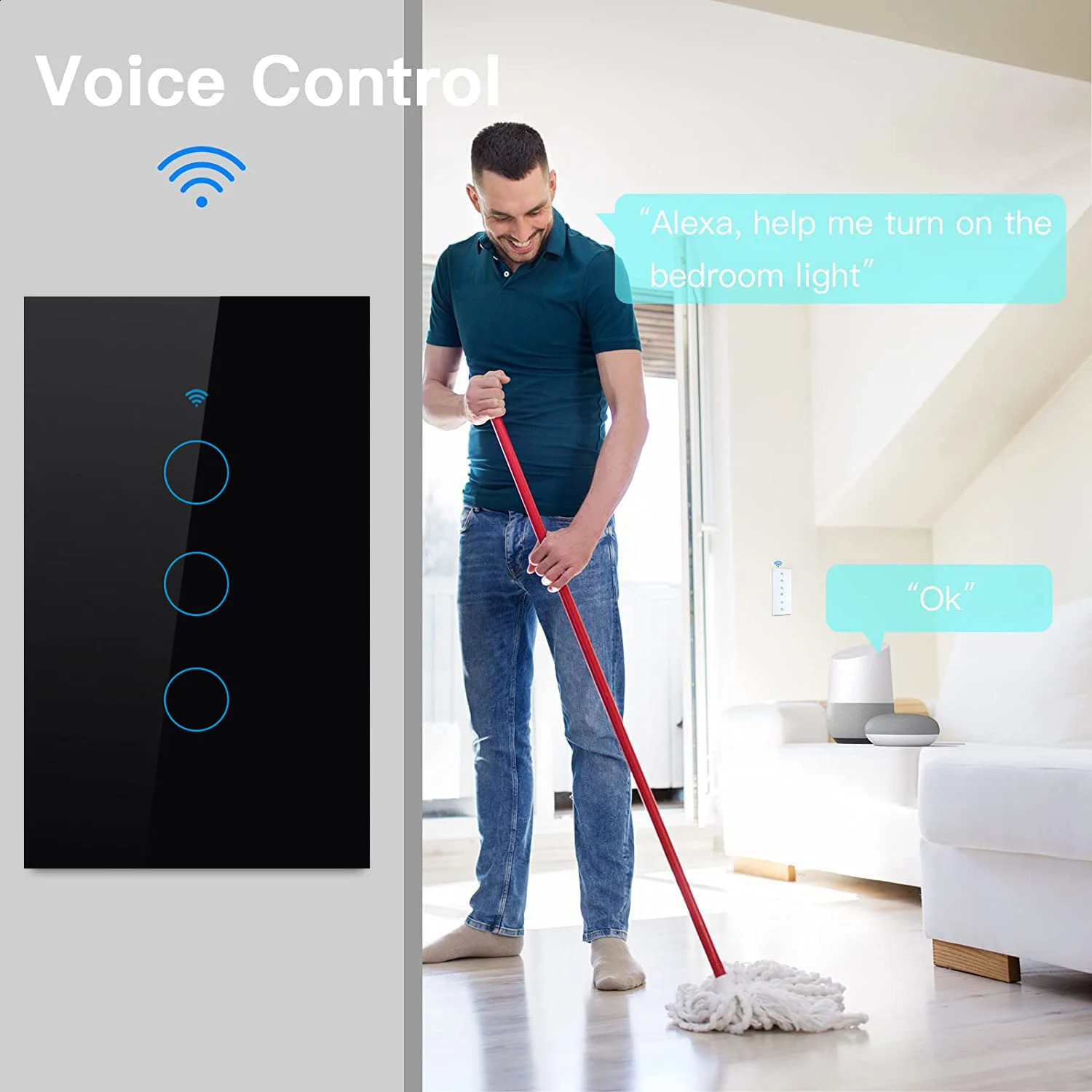 Smart Switches US Neutral WireNo Wire Required Light WiFi Touch Switch 1234 Gang Via Alexa Google Home Alice 250213