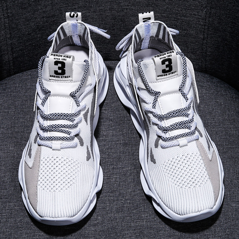 Men Sports Shoes Fashion Thick Sole Mesh Breathable Versatile Running Sneakers Plus Size Triple Black White Beige Blue Free shipping
