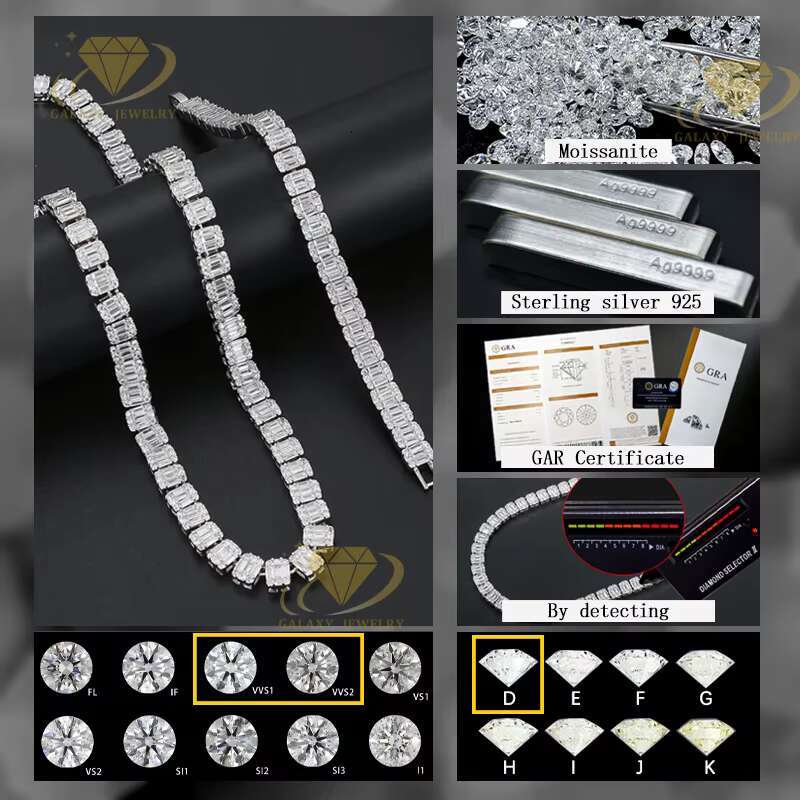 Fashion Accessory 8Mm Heart-Shaped Cut Cluster Chilled Pearl VVS Carbon Silica Hip-Hop Tennis Chain For Women