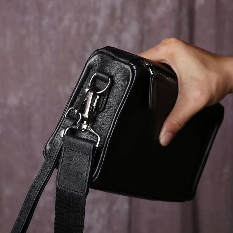 Youth Genuine Leather For Men's Crossbody Horizontal Style Shoulder Retro Casual Top Layer Cowhide Mailman Bag