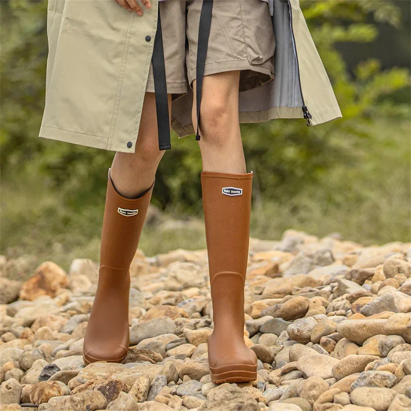 Rain Boots High-top Same Style for Men Women Waterproof Shoes Long Boots Rubber Shoes Lightweight Non-slip Overshoes 250213