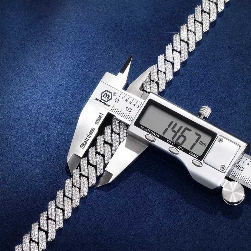 Wholesale 14mm Hip Hop Vvs Diamond Necklace Bracelet Dropshipping Silver Iced Out Cuban Link Moissanite Chain