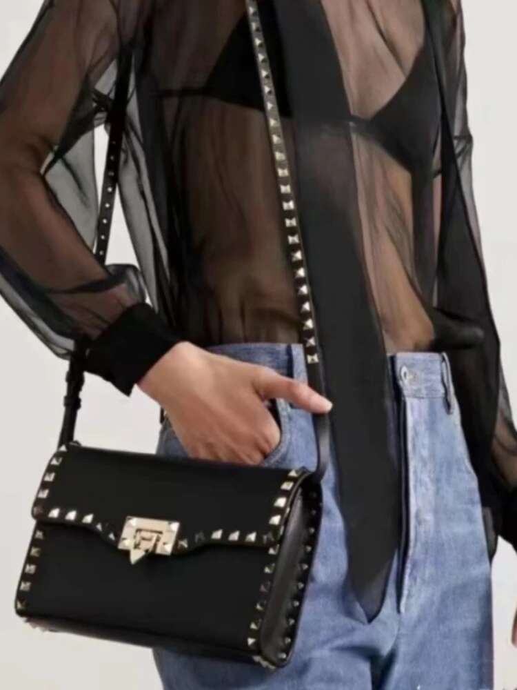 2024 Design Rivet Crossbody Bag Women Genuine Leather Single Ladies Hand Bags Shoulder Messenger Stud Purses And Handbag