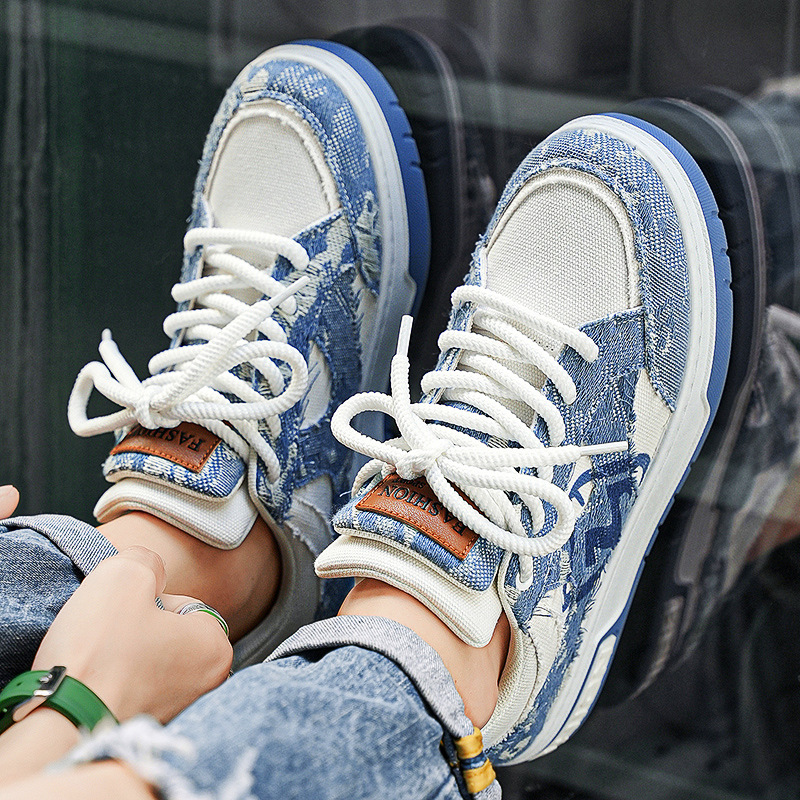 Men Casual Shoes Fashion Thick Sole Design Sense Breathable Low-top Triple Beige Blue Free shipping