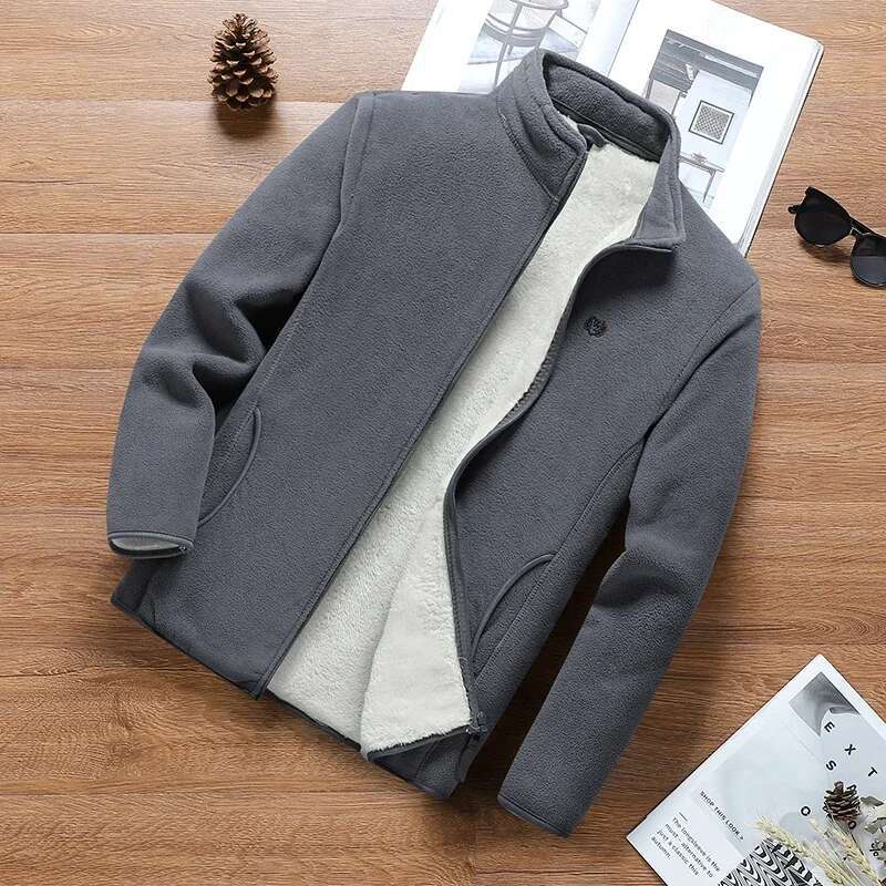 2024 New Autumn Winter Men's Polar Fleece Hooded Coats Male Plus Veet Jackets Men Solid Color Loose Overcoats G557