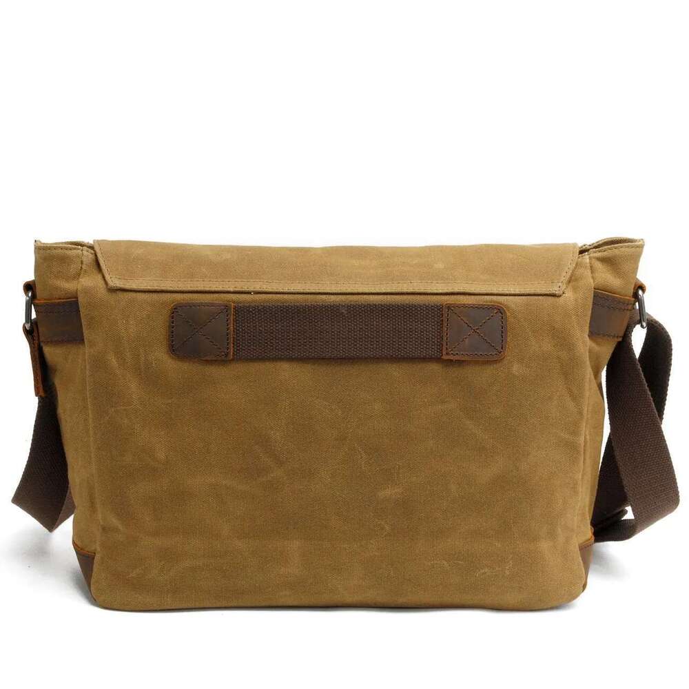 Vintage For Men Men's Oiled Canvas Messenger Bag Single Shoulder Crossbody Laptop School Bag Crossbody