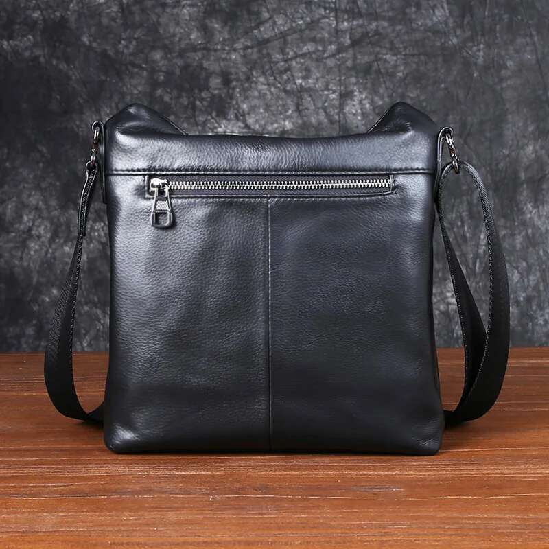 Crossbody Shoulder Cowhide Head Layer Simple Casual Cross Vertical Soft Leather Men's Bag