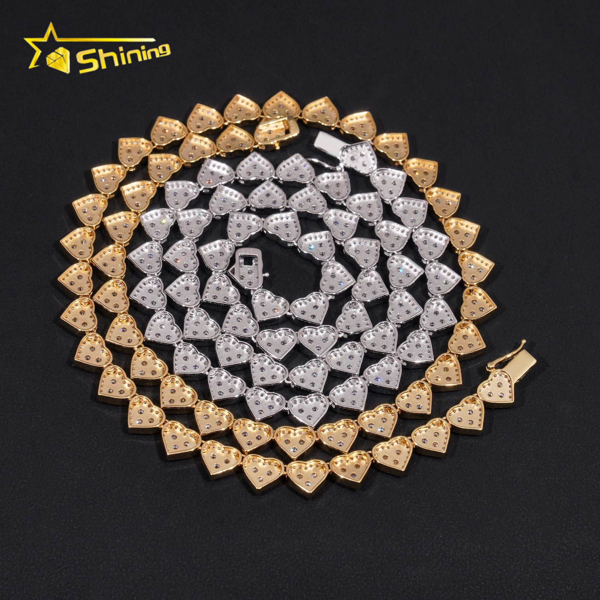 Fast delivery Heart design 925 sterling silver pass diamond tester GRA certified VVS moissanite Heart Cluster bracelet chain