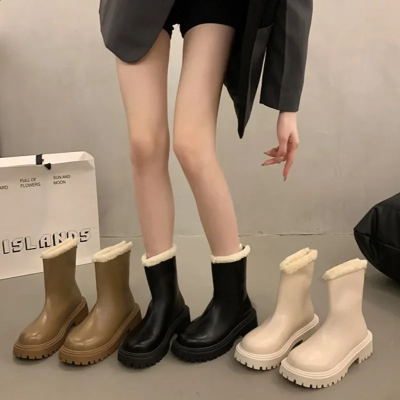 Womens rain boots womens winter waterproof boots lightweight wear-resistant anti slip womens shoes Botas De Inviernno Para Mujer 250213