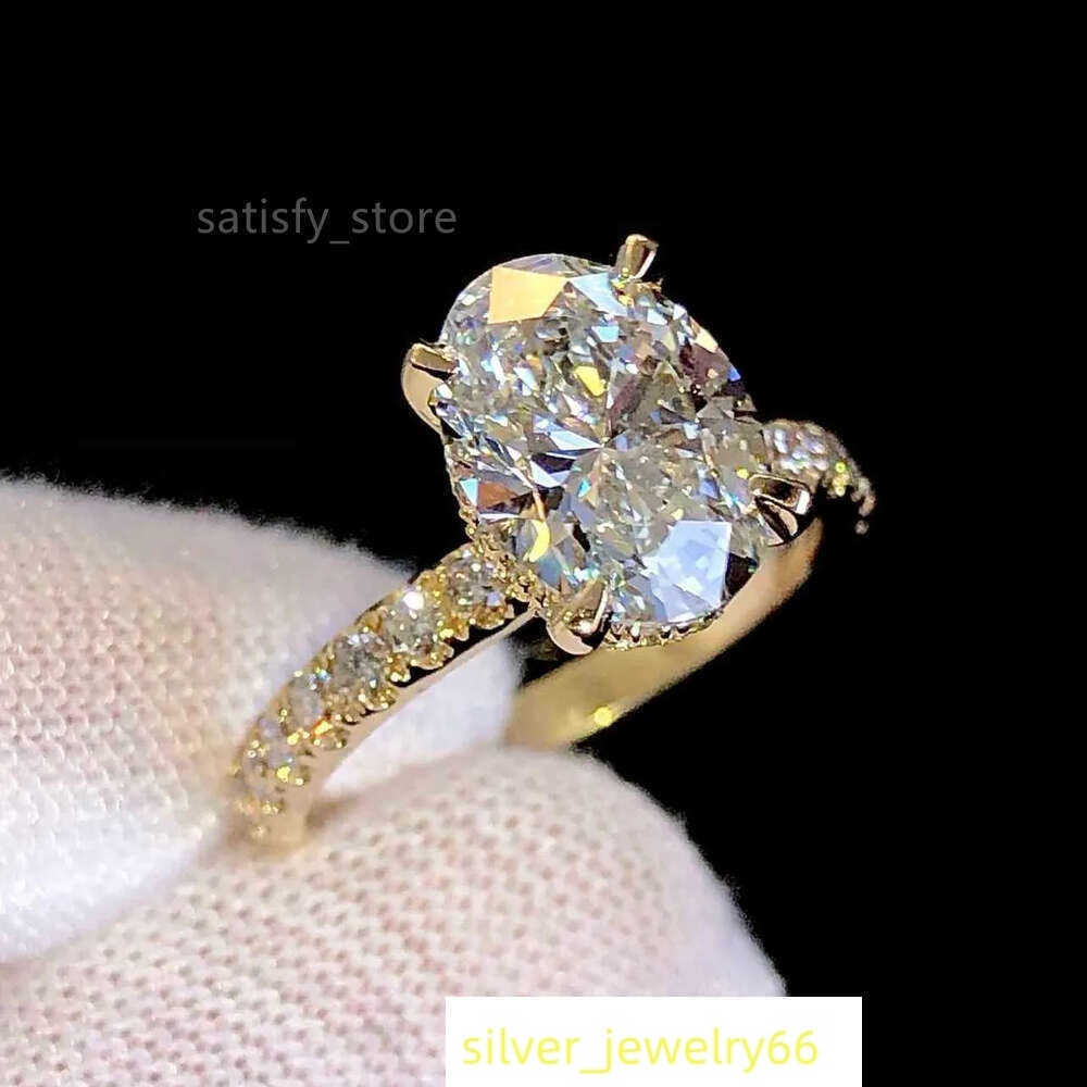Real Gold 9K 14K S Sier Women Wedding Set Oval Cut Diamond Engagement Rings Moissanite Gift