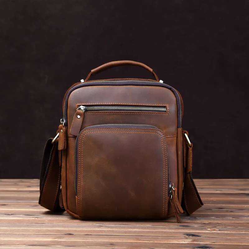 Genine Leather Crossbody Vintage High Quality Cowhide Shoulder Messenger Men's Daily Commuter Bag Gift For Men