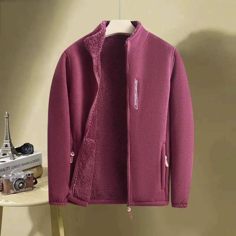 Autumn Winter Polar Warm Coat Women Outdoor Sports Snowflake Fleece Jacket Printing Loose Thickened Stand Collar Cardigan