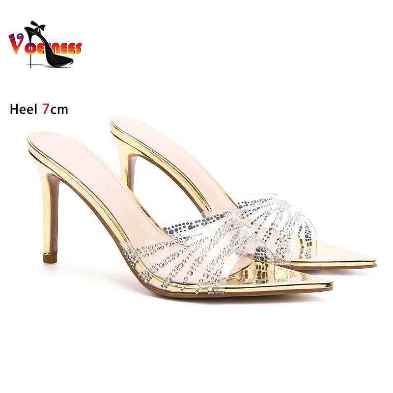Bgbg Pointed Slippers Summer Elegant Fi Wen Sandals Lady Stiletto High H Rhines Transparent Shoes Y250215