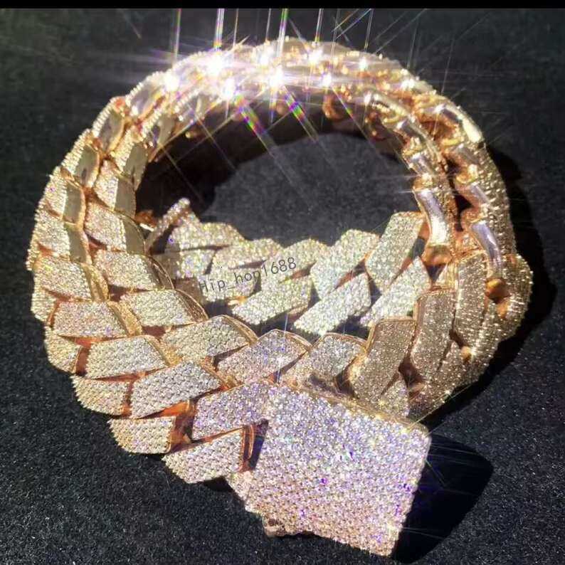 Hiphop Jewelry Sterg Sier 20Mm 4 Rows Dia Iced Out VVS Moissanite Cuban Chain