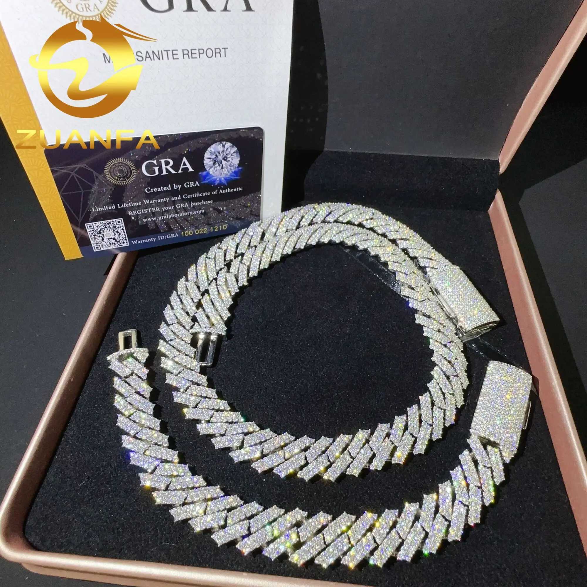 Wholesale price sterling silver hip hop jewelry cuban chain necklace bracelet iced out jewelry vvs moissanite diamond cuban lin