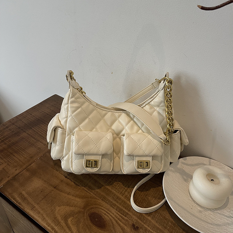 Chic Multi-Pocket Women's Handbag with Elegant Chain Straps - Latest Trendy Accessory
