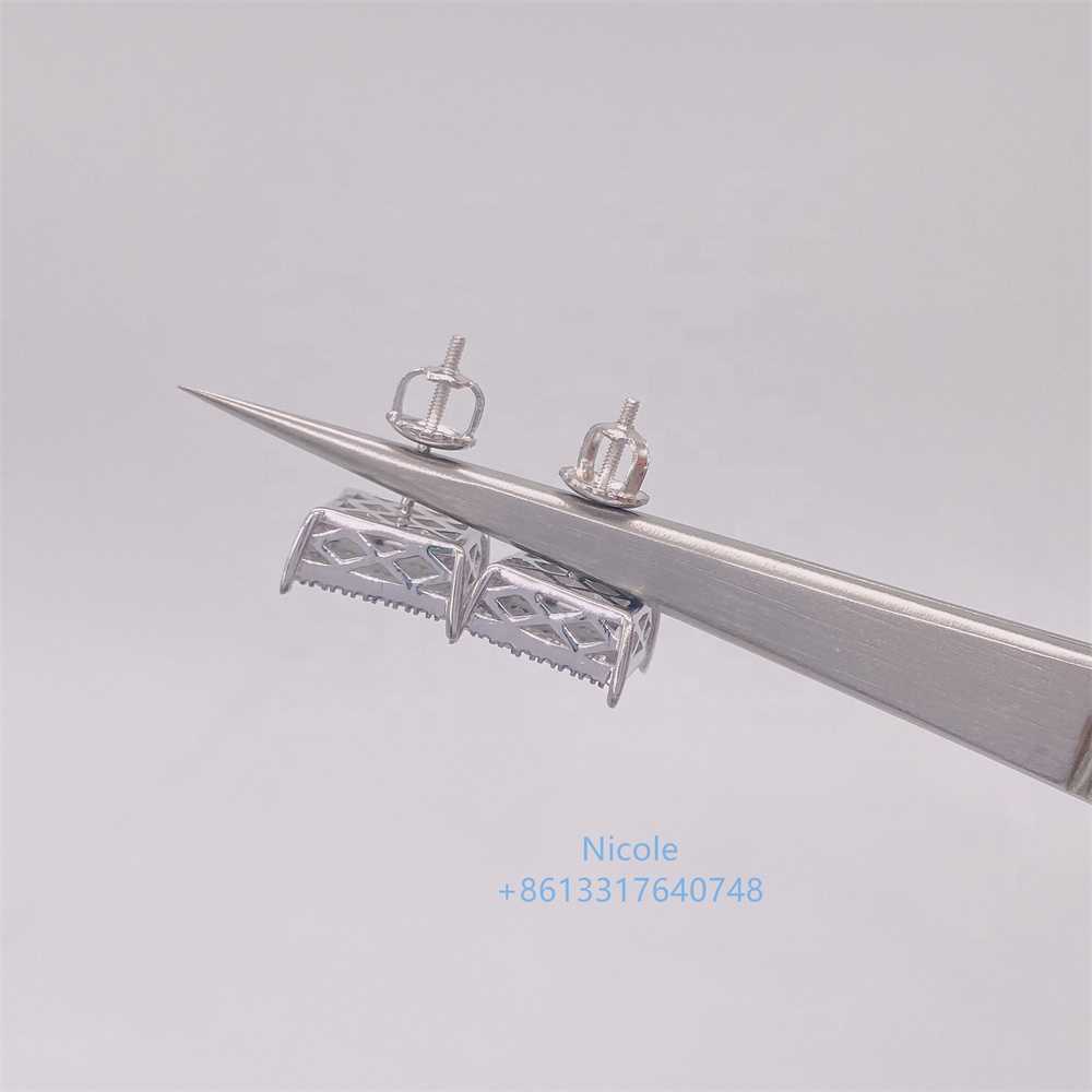Men jewelry iced out pass diamond tester moissanite new style silver screw back square stud earrings