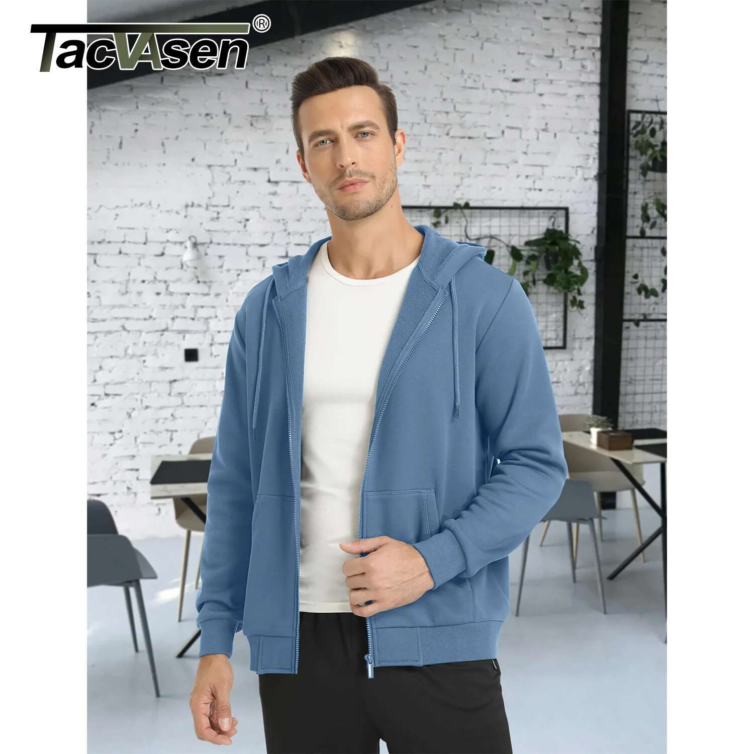 TACVASEN Big Pockets Fleece ing Hoodies Mens Hooded Coats Full Zip Up Casual Hoodie Jackets Athlete Running Hiking Sportswear