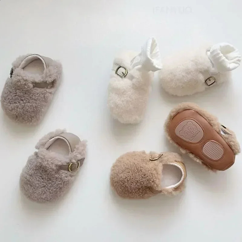 Baby Shoes Fashion Plush Cotton Children First Steps Walkers Thickened Winter Autumn Warm Boy Shoes Kids Soft Footwear 0-2 Years 250214