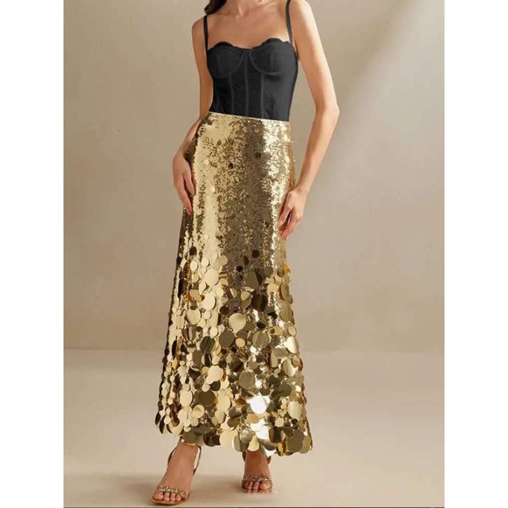 Shiny Party Skirts For Women High Wiast Slimming Patchwork Sequines Temperament A E Skirt Female Fashion Clothing