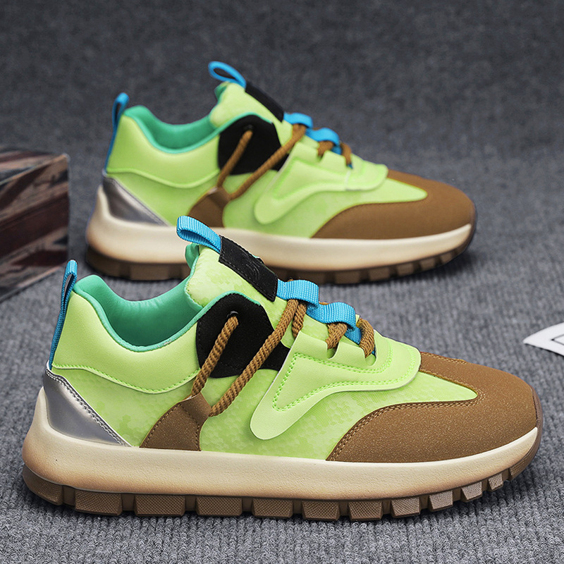Men Sports Shoes Thick Sole Fashion Color Anti-slip Design Running Training Sneakers Triple Black Brown Green Free shipping