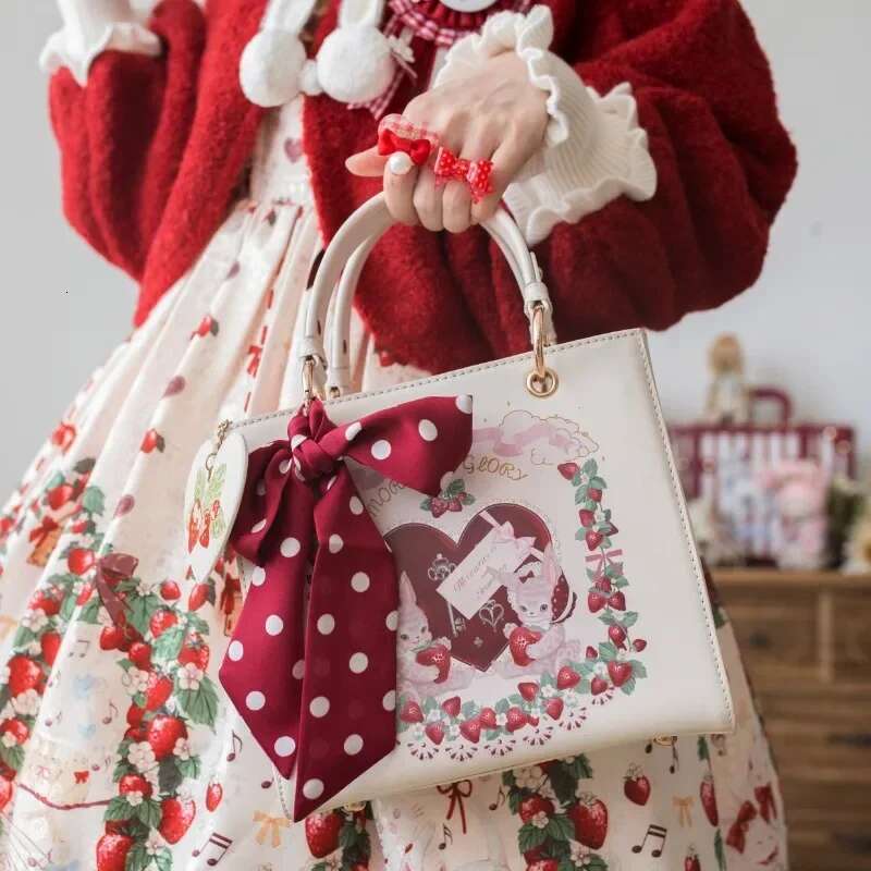 New Lolita Sweet Strawberry Crossbody Elegant JK Uniform Hand 2025 Print Cartoon Cute Shoulder Bag Bolsos