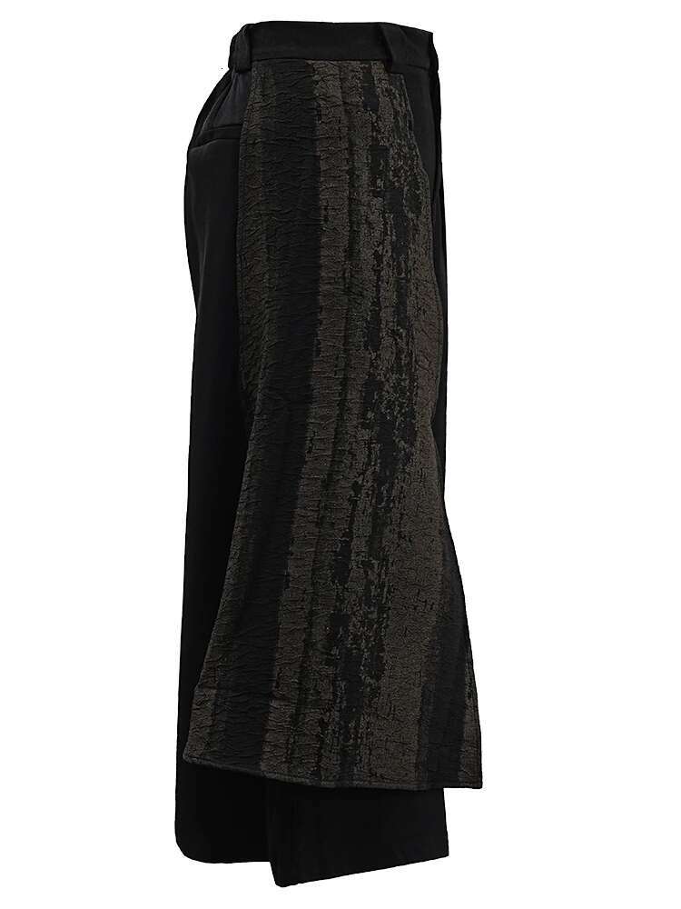 Brown Tie Dye Irregular Wide Leg Pants High Elastic Waist New Trousers Women Fashion Tide Spring Autumn 2025 Cpg1572