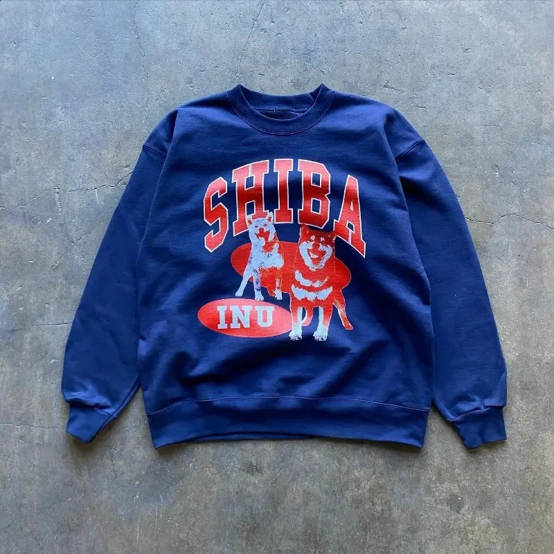 Hip hop Harajuku oversized long sleeve top men and women street retro trend sweatshirt Goth Korean fashion letter print pullover 250214