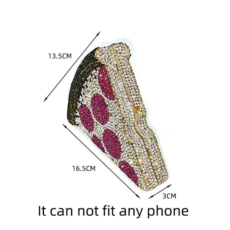 NEW Drop Women Rhie Purse Funny Pizza Bag Chic Crystal Clutches