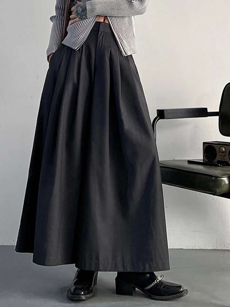 Gray Pleated Zipper Casual Wide Leg Pants High Waist New Loose Fit Trousers Women Fashion Tide Spring Autumn 2025 30A1716