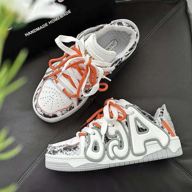 Men and Women's All-match Explosions Letter Design Sense Contrast Color Bread Shoes Hip-hop S ports Lightweight