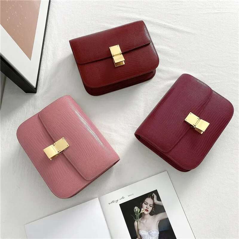 New Autumn Genuine Leather Tofu Bags For Women High Quality Lizard Pattern Ladies Shoulder Famous Brands Messenger Bag 2023