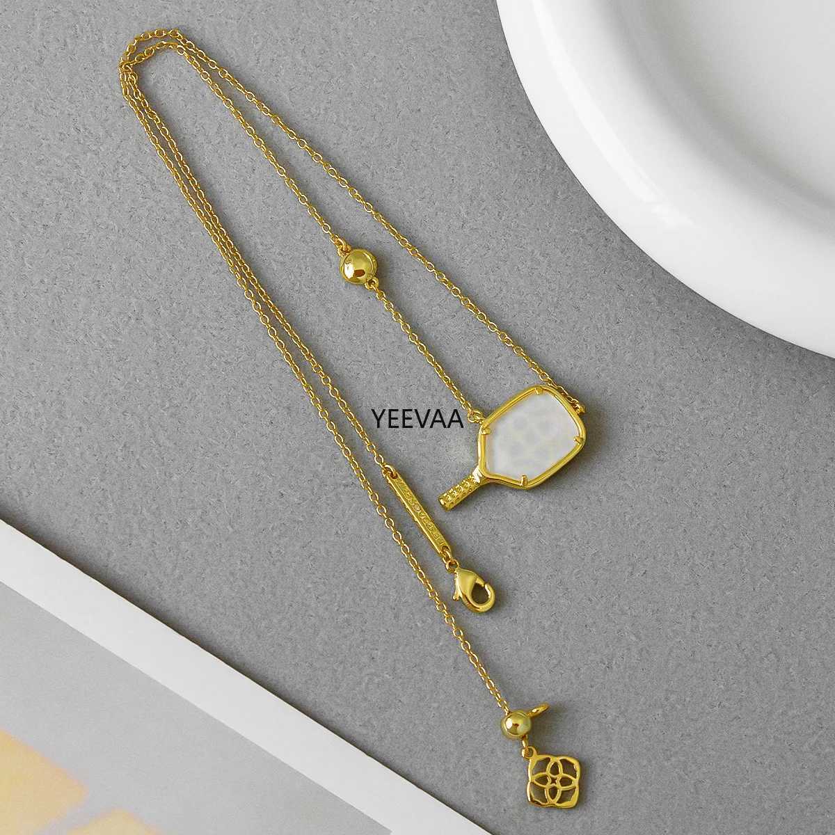 Pendant Necklaces YEEVAA Pickleball Short Pendant Necklace in Ivory Mother-of-PearlFashion JewelryUnique Gifts J2502173IBL