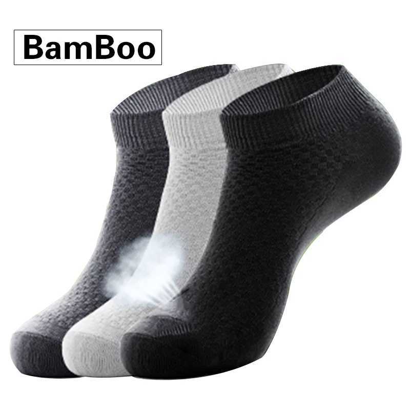 5Pairs/Lot Mens Bamboo Fiber Socks Business Short Breathable Ankle Socks Male Sock High Quality Large Size EU38-44 W250217