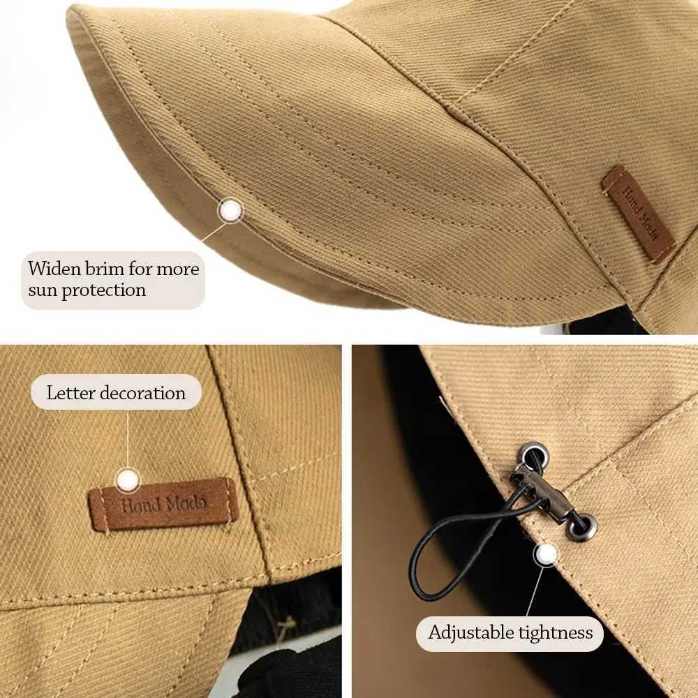 Mens wide brown portable sun hat beach hat bucket hat fishermans hat W250217