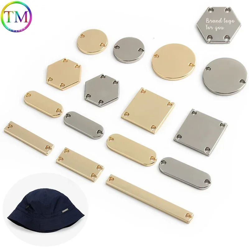 10-50-100PCS SquareHexagonRound Metal Printed Laser Sewing Labels For Pet Tags Bags Clothes Necklace Custom Name 250214