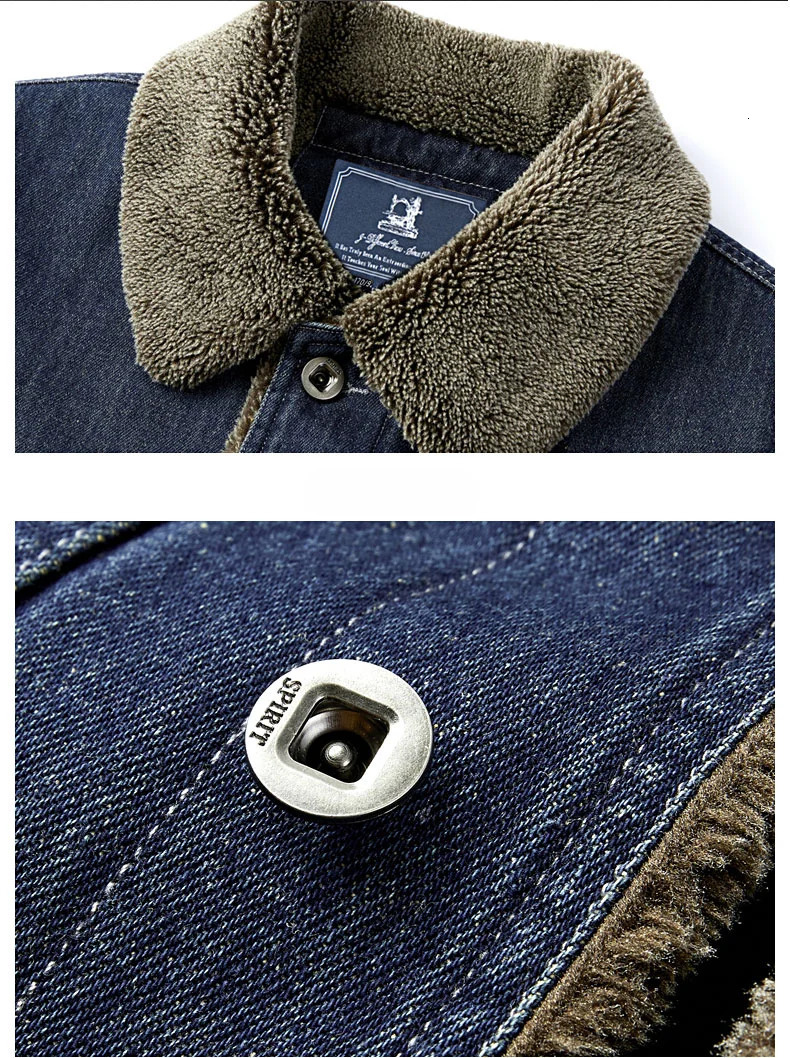 Padded Denim jacket mens 2024 winter item cashmere thick casual loose retro outdoor travel lapel top warm 250212