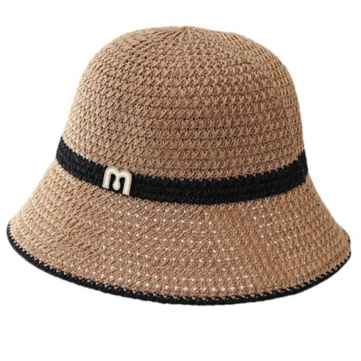 Girls sun hat wide Brim cork summer hat suitable for womens beaches Panama grass dome woven bucket hat womens sun hat W250217