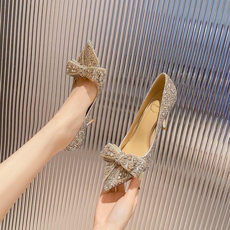 women sandals womens heel high heels sliver Champagne slippers slides outdoor party casual shoes trainers sneakers fashion