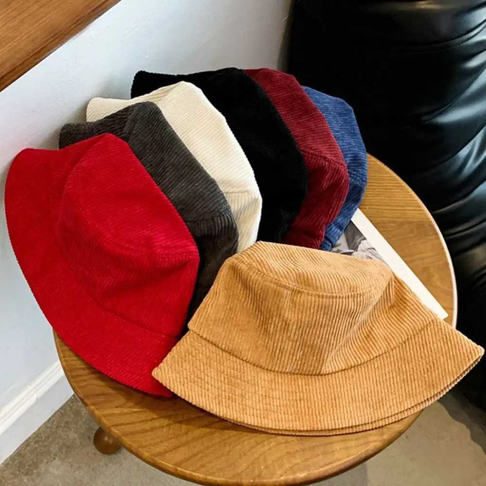 Warm Bucket Hat Outdoor Plush Corduroy Panama Hat Casual Winter Sun Cap Men Women W250217