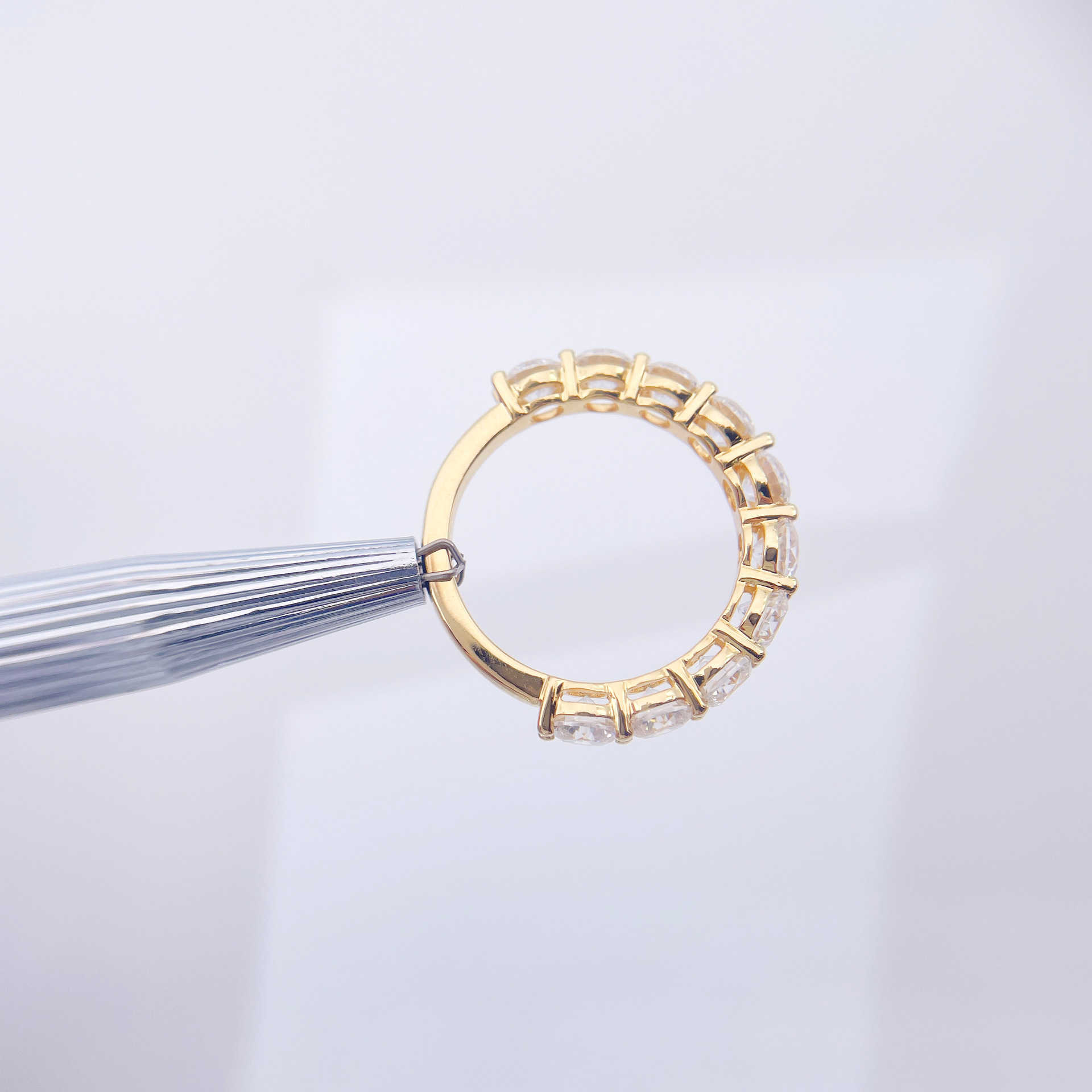 Mousan Stone Ring S925 Silver Plated Platinum Round Dan shaped 30 minute Row Ring New Ins Ring