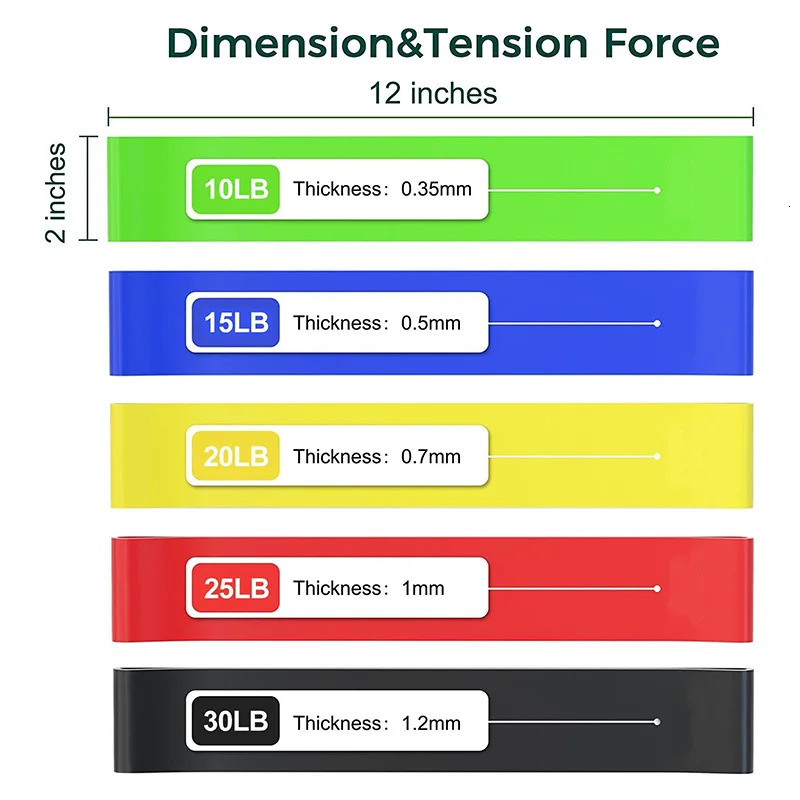 5 Exercise Resistance Bands Set Elastic Workout Loop Band Men Women Fitness Arm Leg Yoga Pilates Physio Therapy Rehabilitation 250213