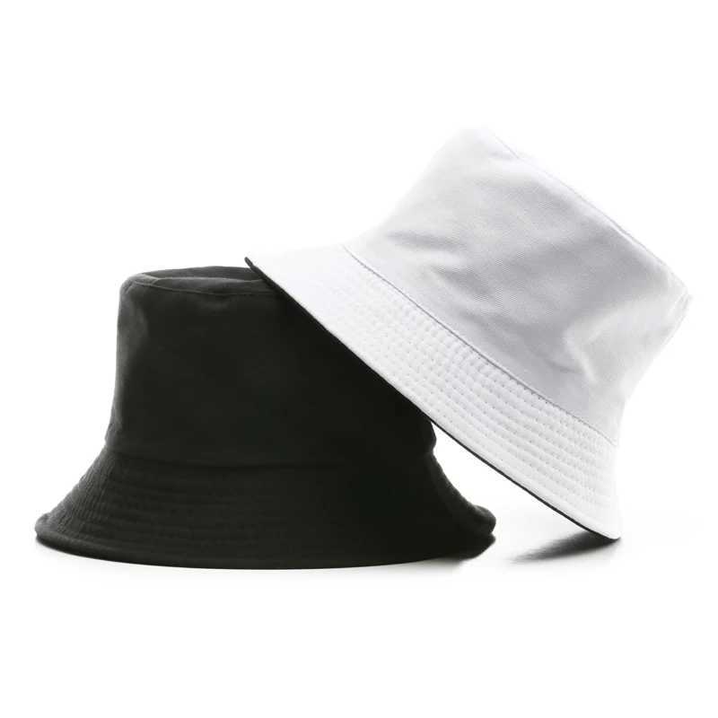 Reversible Cotton Bucket Hat Unisex Double-Sided Fisherman Hats Foldable Portable Shade Visors Summer Sunscreen Beach Panama Cap W250217