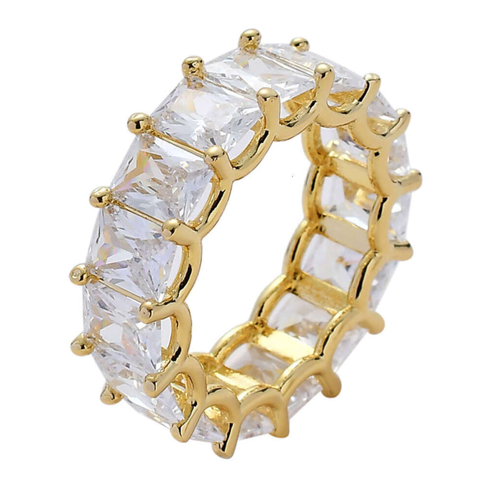New Square Moissanite Gold Nightclub Men's Hip Hop Ring