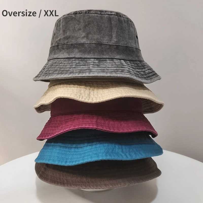 Oversize XXL 100% Cotton Bucket Hat Men Women Unisex Spring Summer Fisherman Hat Wide Brim Fishing Summer Sun Hat Outdoor Cap W250217