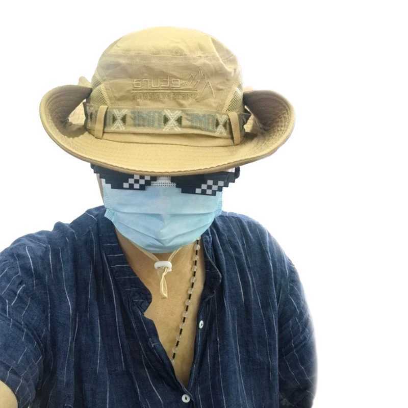 Summer Men Bucket Hat Outdoor UV Protection Wide Brim Panama Safari Hunting Hiking Hat Mesh Fisherman Hat Beach Sunscreen Cap W250217