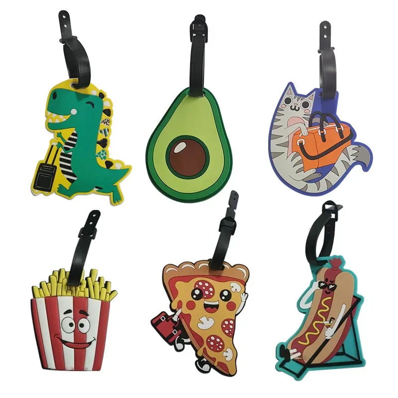 Travel Luggage Tag Silicone Cartoon Cute Fruits Food Animal Style Suitcase Tags Name Address Holder Baggage Boarding Tags Label 250214