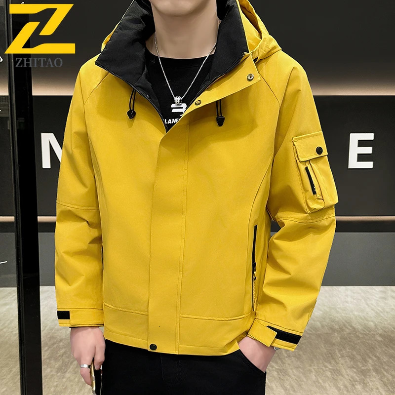 Fashion Mens Casual Windbreaker Jackets Hooded Jacket Man Waterproof Outdoor Soft Shell Autumn Coat Clothing Warm Work Clothes 250210